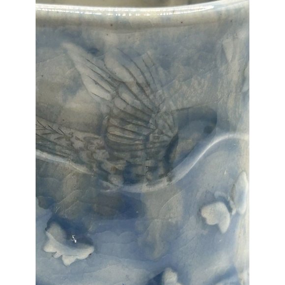 mug pottery hummingbird Butterflies Blue Floral Signed Yaz - Picture 12 of 15